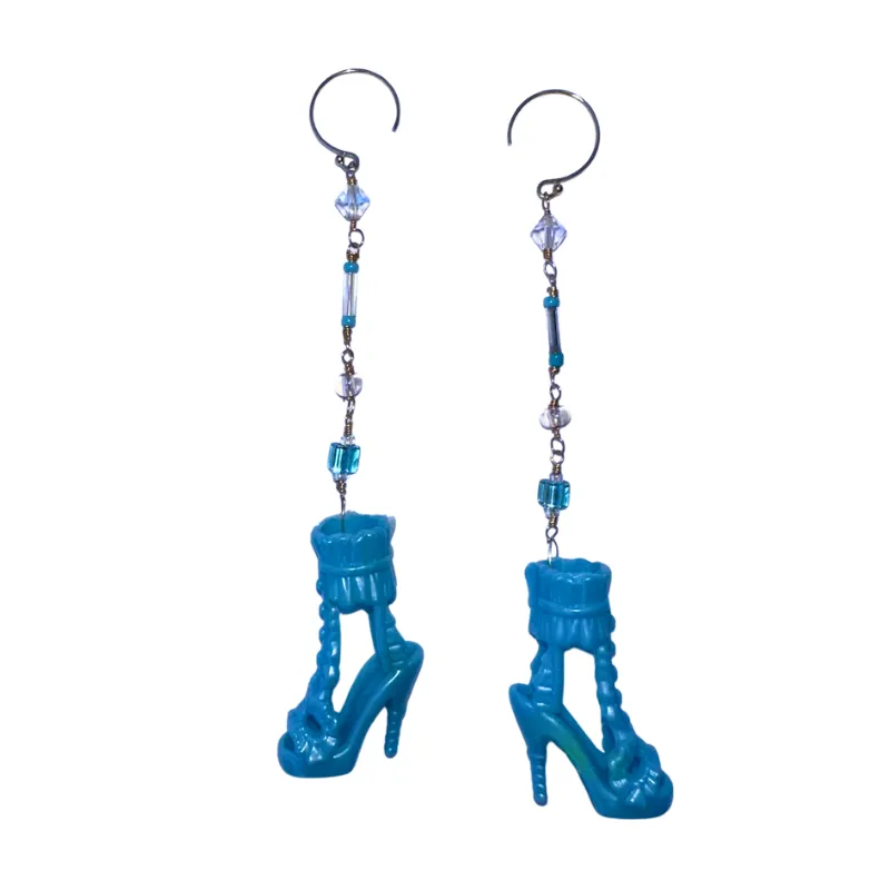 Aqua Muse High-Heeled Shoe Dangle Earrings
