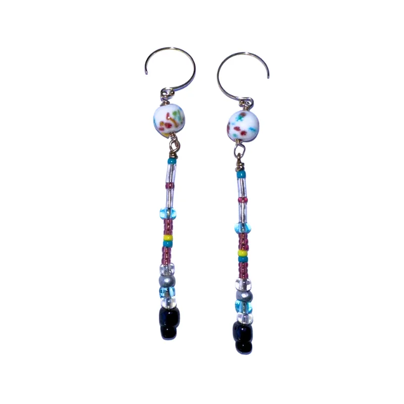 Paint Splash Totem Beaded Drop Earrings