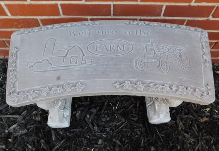 "Welcome to the Farm" Cast Stone Garden Bench