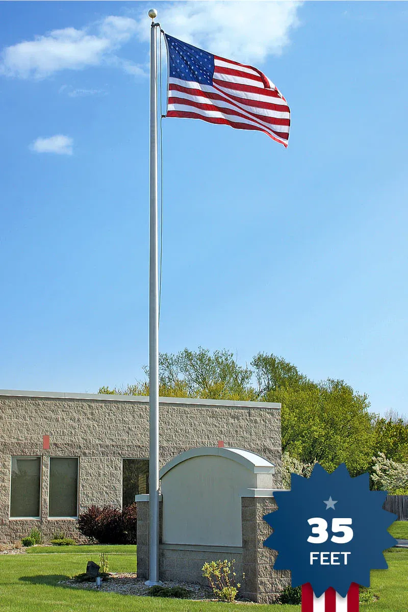 35 ft. Premium Commercial Flagpole — All-In-One Package