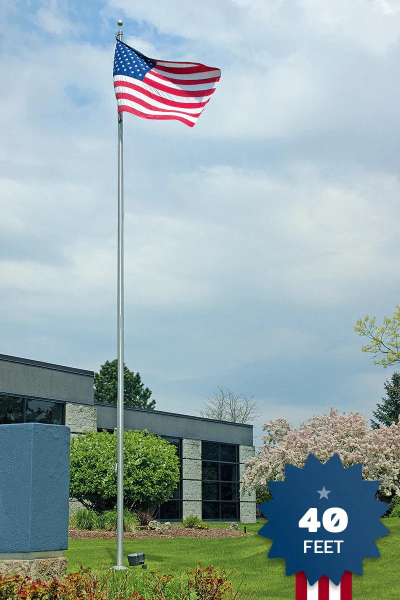 40 ft. Premium Commercial Flagpole — All-In-One Package