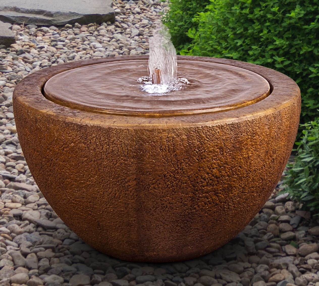 TRANQUILITY 14" MODERN OUTDOOR BUBBLER FOUNTAIN WITH LIGHT