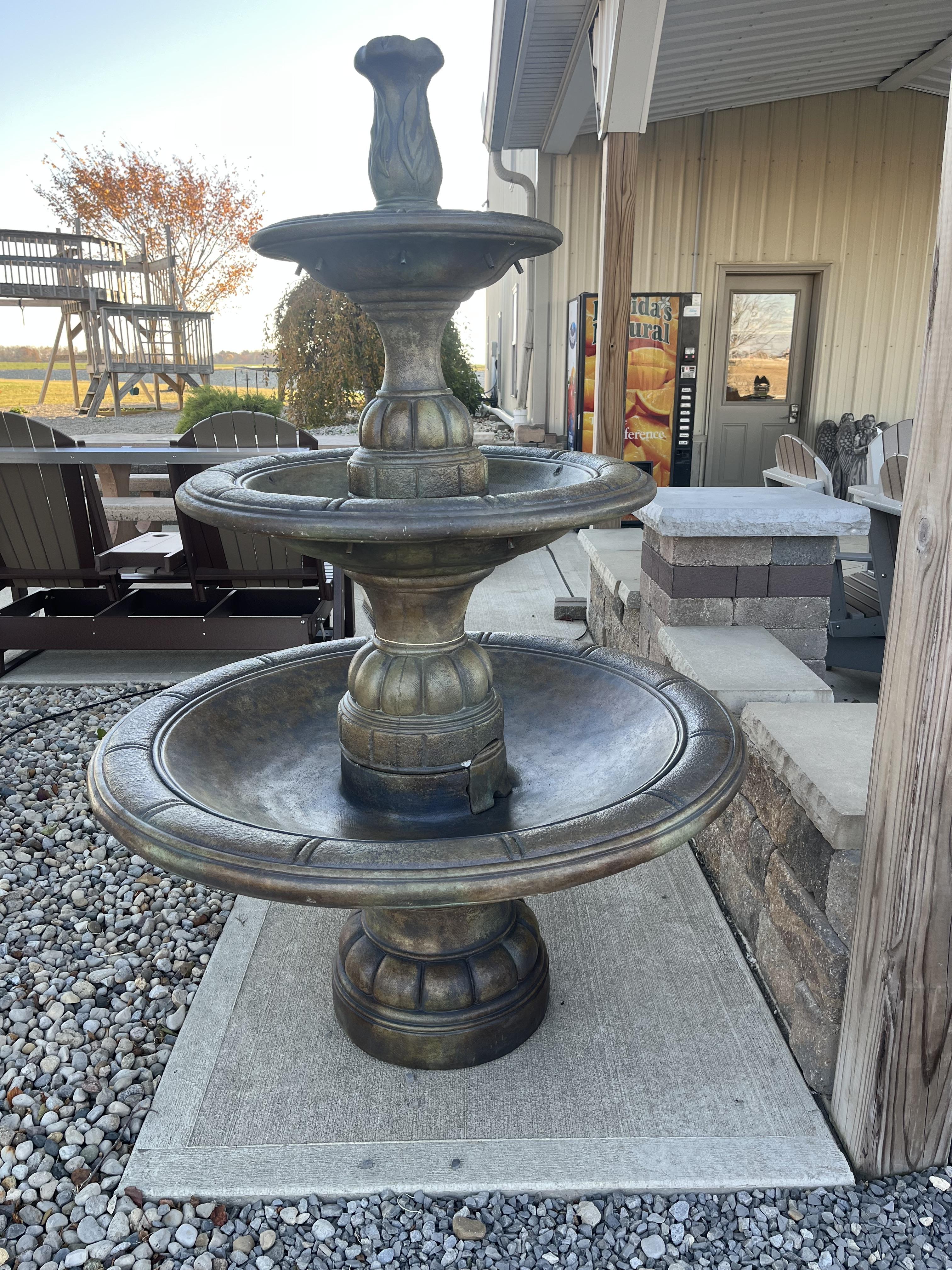 3-TIER CAST STONE GARDEN FOUNTAIN