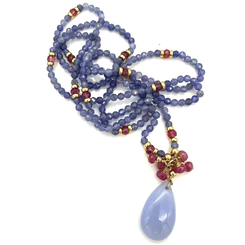 Elemental Luxe Necklace | Tanzanite & Pink Tourmaline