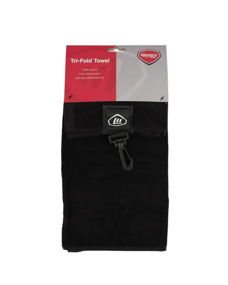 Masters Tri-Fold Black Golf Towel