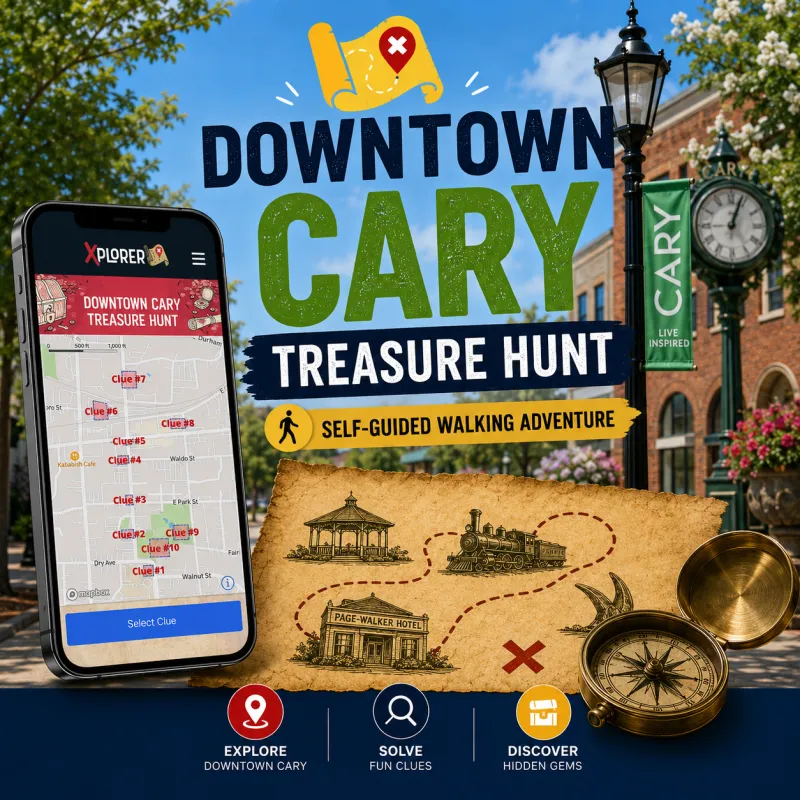 Downtown Cary Treasure Hunt - Self Guided 60-Minute Walking Adventure