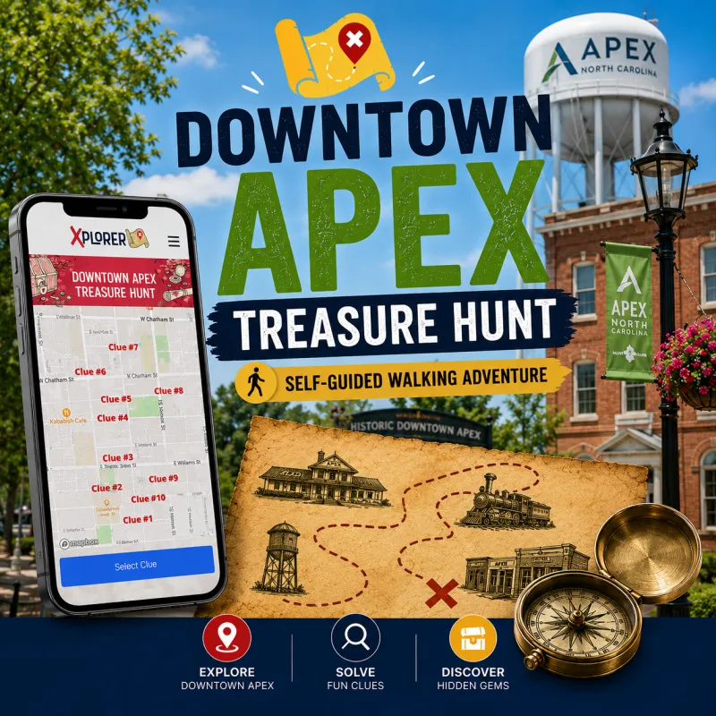 Downtown Apex Treasure Hunt - Self Guided 60-Minute Walking Adventure