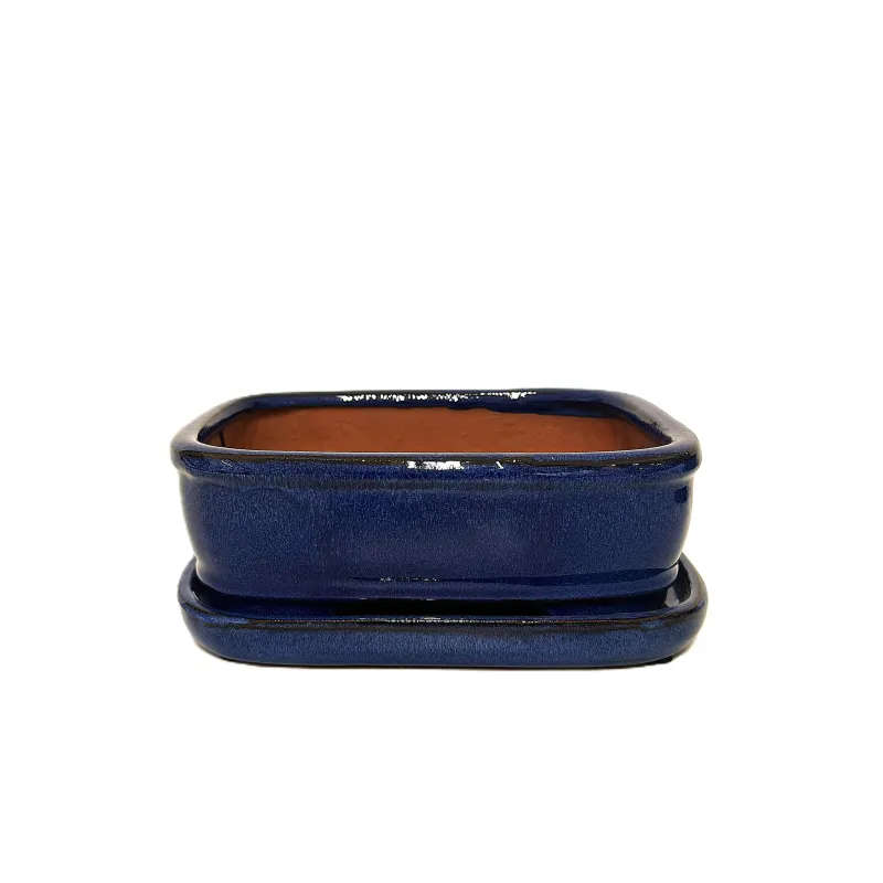 Bonsai ceramic pot 7" BPGAS 07S w. saucer 12 per case