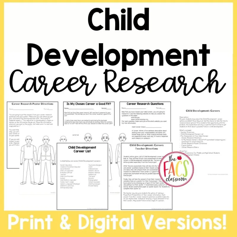Child Development Career Exploration Research Activity & Project | FCS