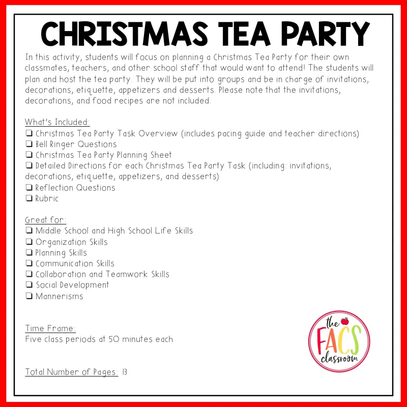Life Skills How to Host and Plan A Christmas Tea Party | Cooking | FCS