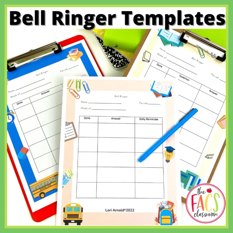 Weekly Bell Ringer Template
