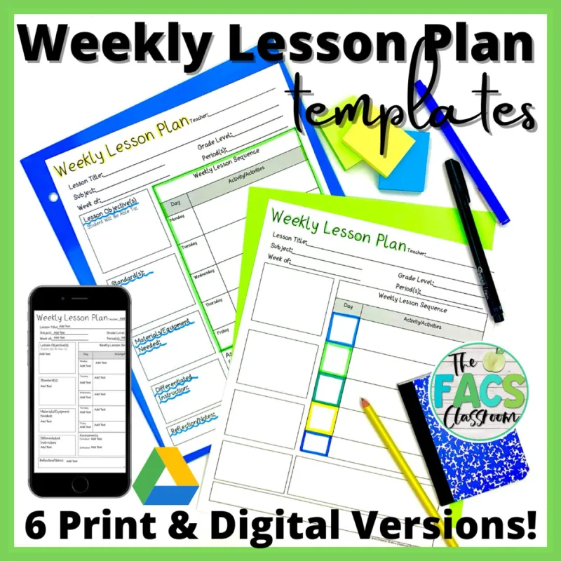 Editable Weekly Lesson Plan Template for Teachers | Printable & Google Slides