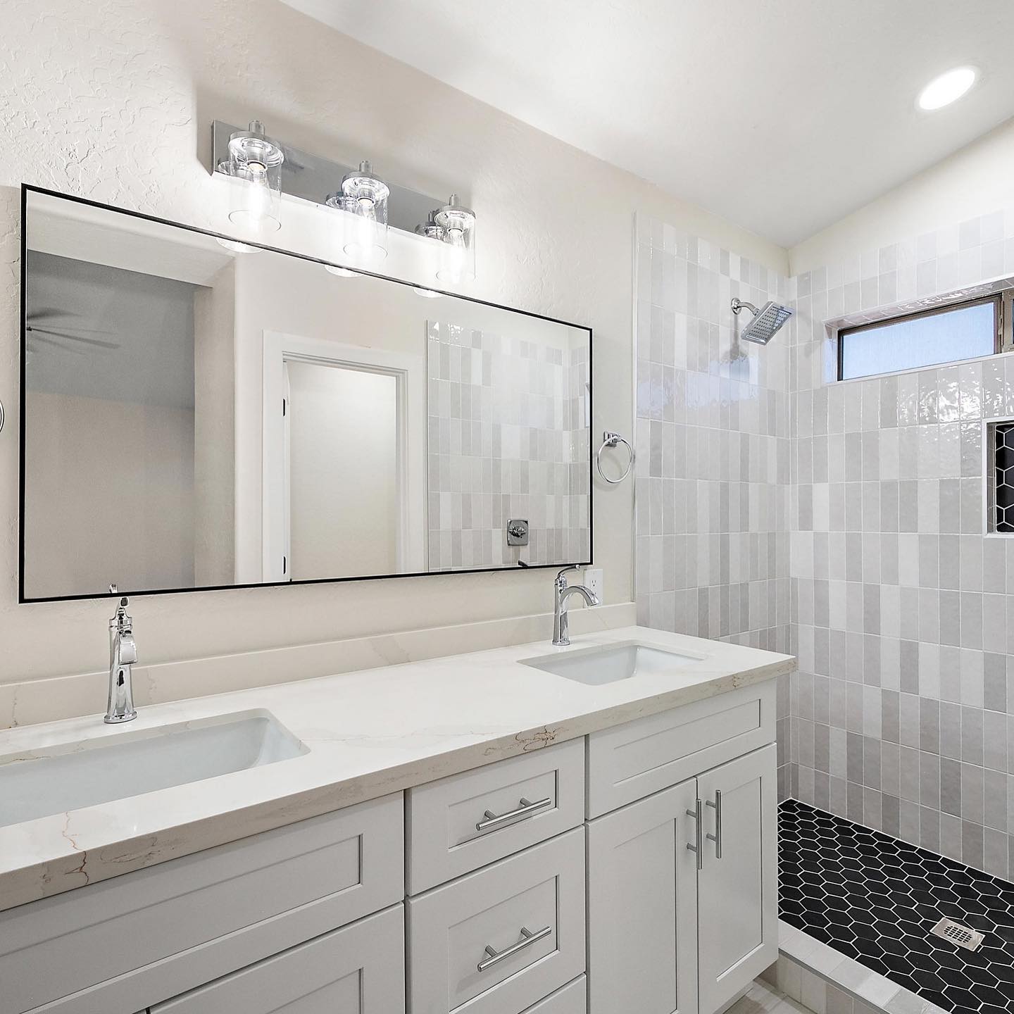 Master bathroom renovation double vanity tile shower Chandler AZ
