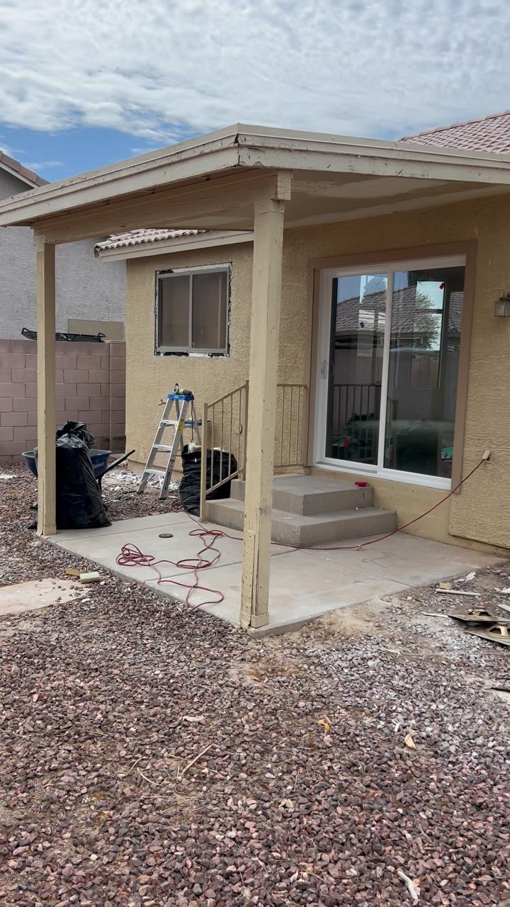 Patio cover installation with concrete slab Scottsdale AZ