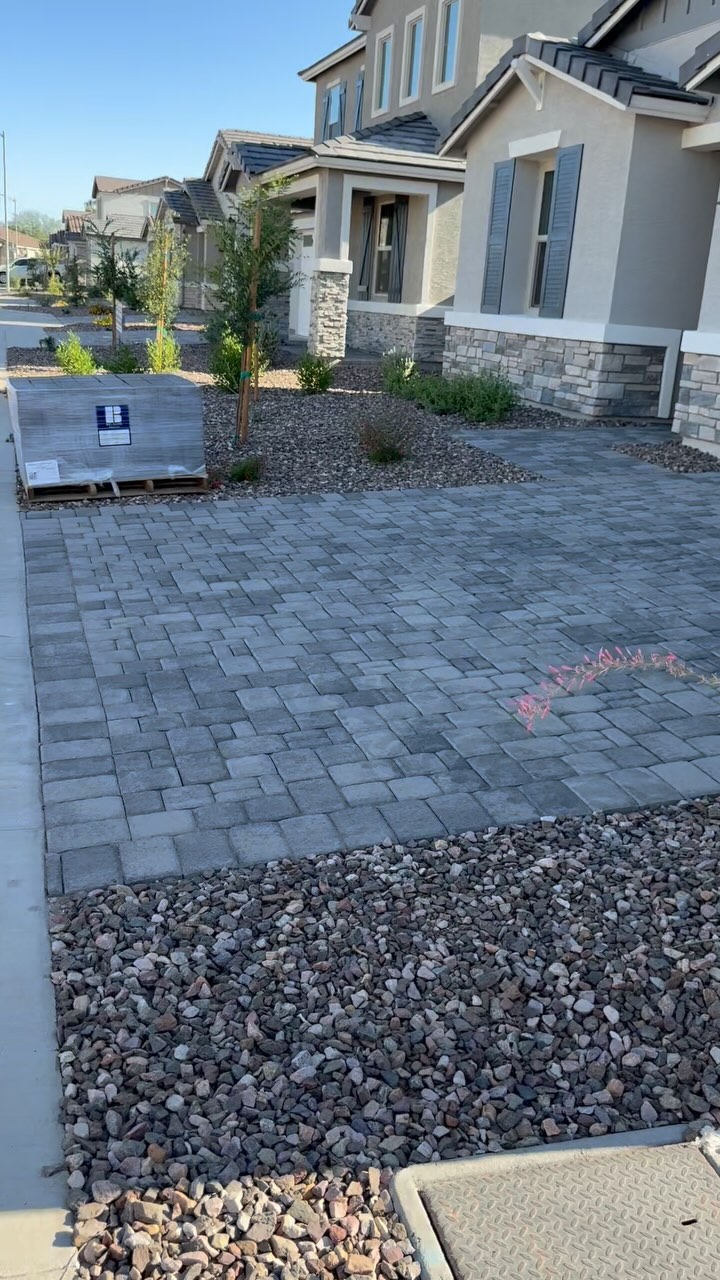 Front yard paver driveway installation Chandler AZ