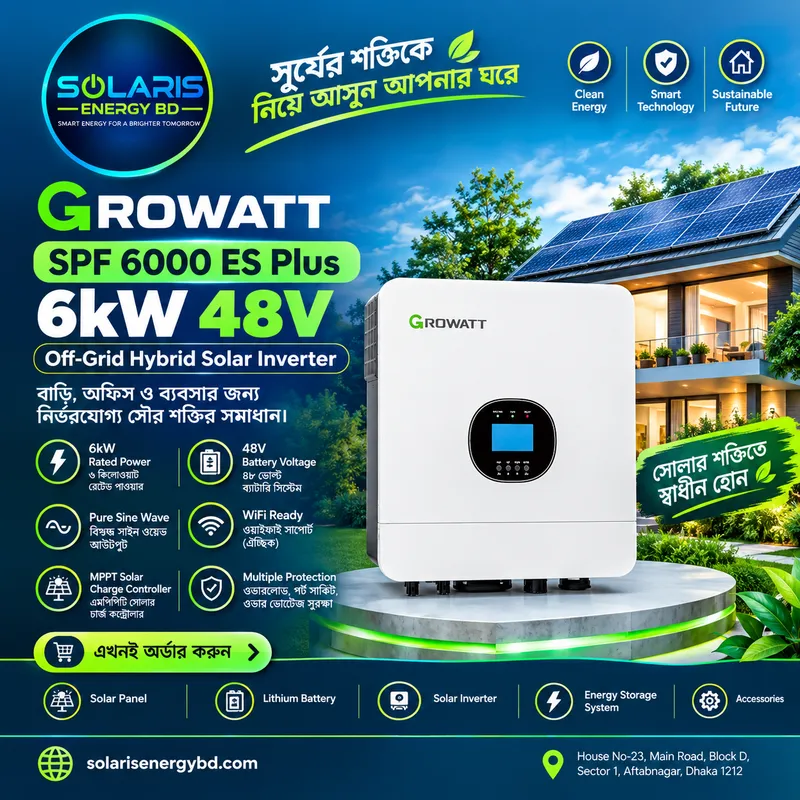 Growatt SPF 6000 ES Plus 6kW Off-Grid Hybrid Solar Inverter