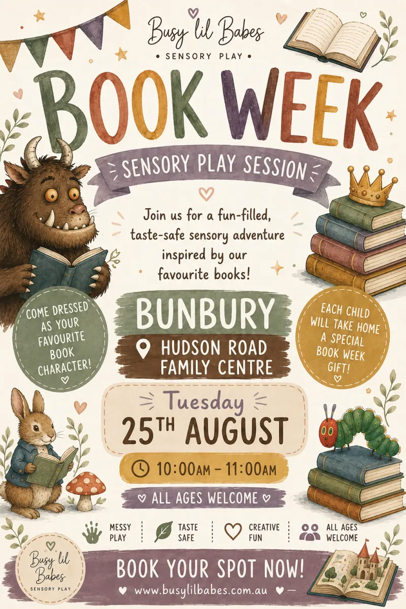 BUNBURY Hudson Rd Book week Messy sensory play August 25th