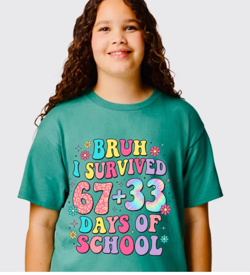 Bruh, I Survived 67+33 Days Of School PNG