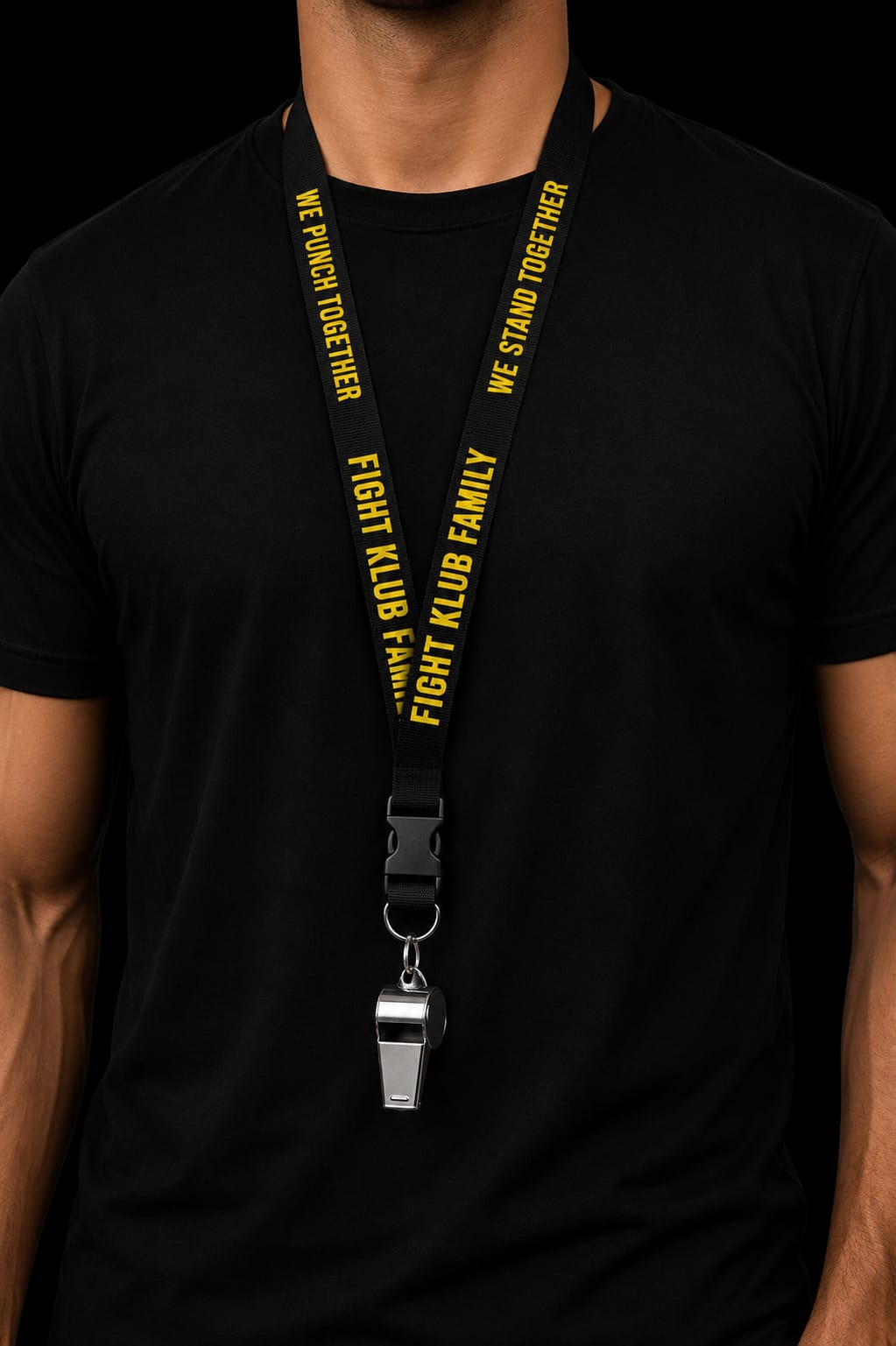 WE PUNCH TOGETHER – WE STAND TOGETHER – Personalised Lanyard & Whistle | Fight Klub Family for Kamini