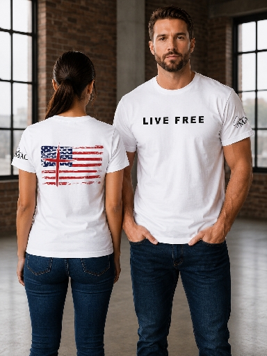 Live Free- White- L