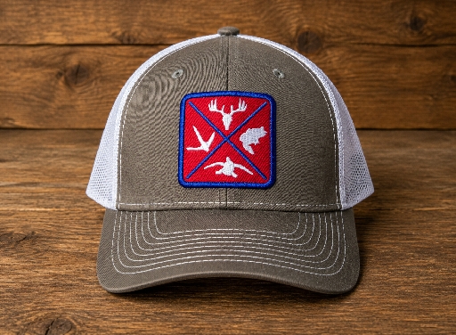 Fierce Outdoor Series- Red woven patch- Charcoal & White