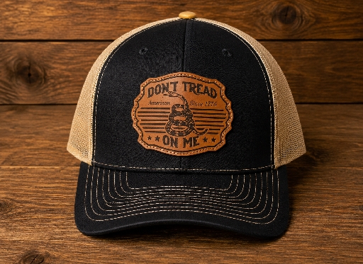 Fierce Don't Tread on Me- Buckle Leather Patch- Black & Tan