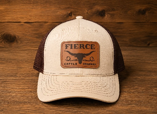 Fierce- Fierce Cattle Company w leather patch- Khaki & Brown