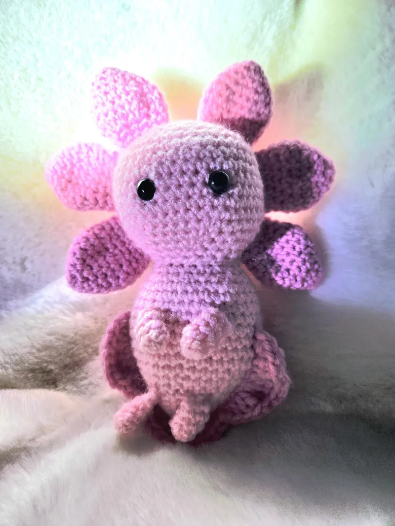 🌸 Pink Axolotl Pal – Handmade Crochet Toy
