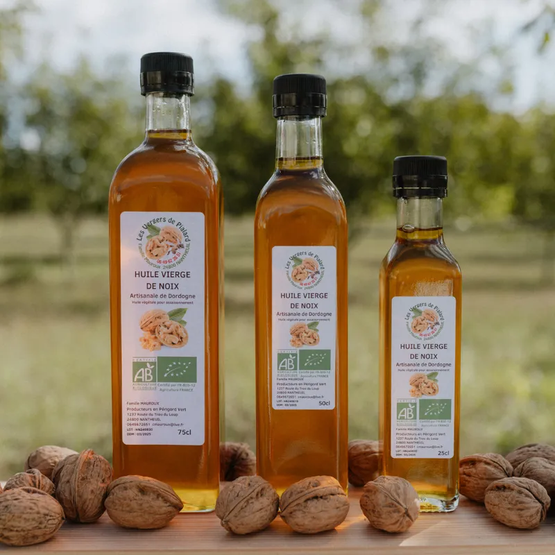 Huile vierge de noix Bio – Pressage traditionnel à chaud – Dordogne