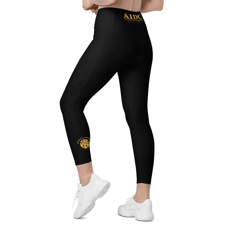 Crossover leggings with pockets - black