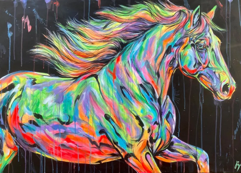 Rainbow Resonance: A Gallop through Vibrant Healing 32x40”