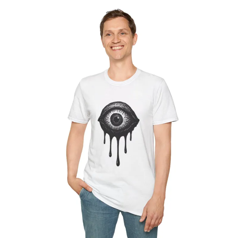 Dripping Eye Graphic T-Shirt, Unisex Softstyle Tee, Goth Aesthetic Shirt