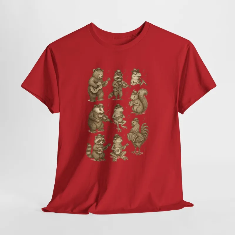 Funny Animal Cartoon Unisex Heavy Cotton Tee, Cute Gift for Nature Lovers, Casual Wear