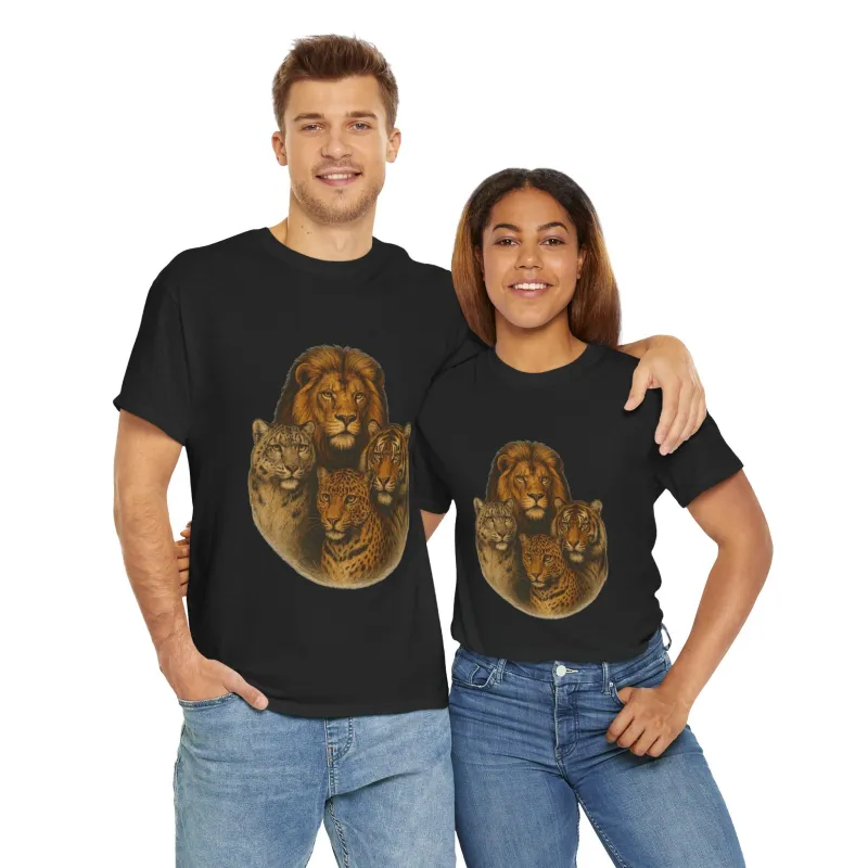 Wildlife Lover's Unisex Heavy Cotton Tee, Animal Tee, Nature Shirt, Lion Graphic T-Shirt