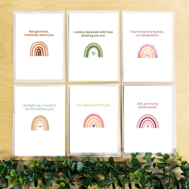 Funny & Relatable Valentine's Day Cards for Teen Girls, Cute Best Friend Valentines + stamps