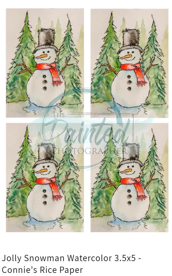 Jolly Snowman Watercolor 3.5x5