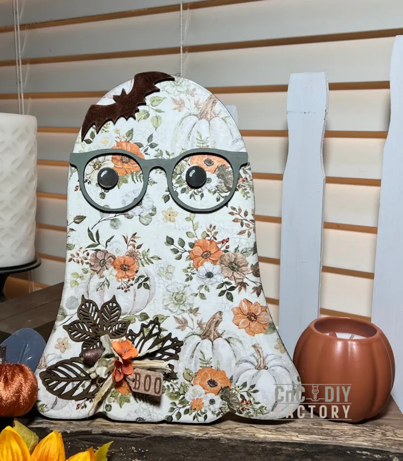 Laser Cut Ghost with Glasses & Bat – DIY Layered Kit