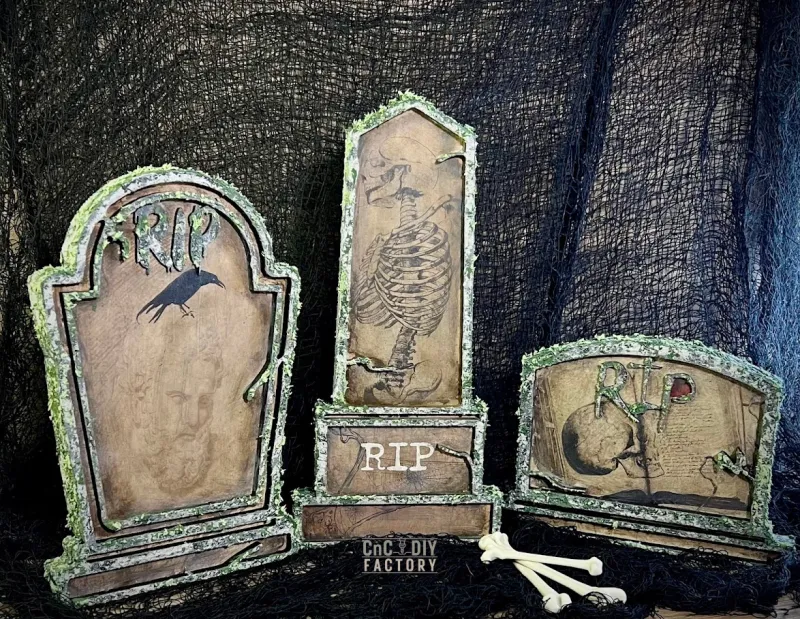 Set of 3 Layered Tombstones – 2 Sizes | Laser Cut DIY Kit