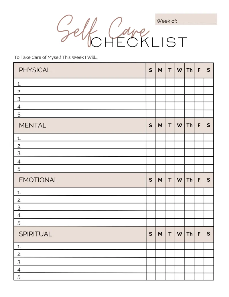Self Care Checklist