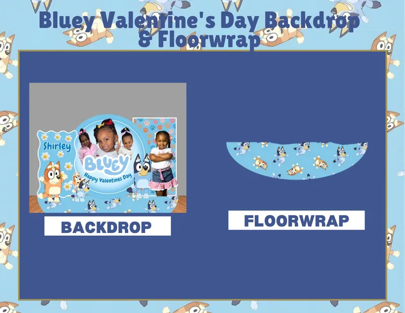 Bluey Valentine's Day Bcakdrop & Floorwrap
