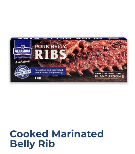 Berkshire Precooked and Marinated Belly Ribs 1kg