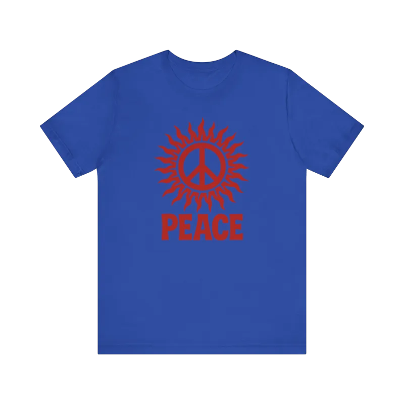 Radiant Peace Sun T-Shirt – Bold Vintage Graphic Tee