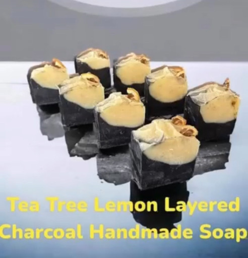 Tea tree Lemon Layored Charcoal Soap Bar