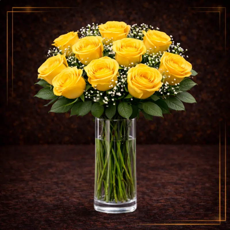 12 Elegant Roses in a Vase
