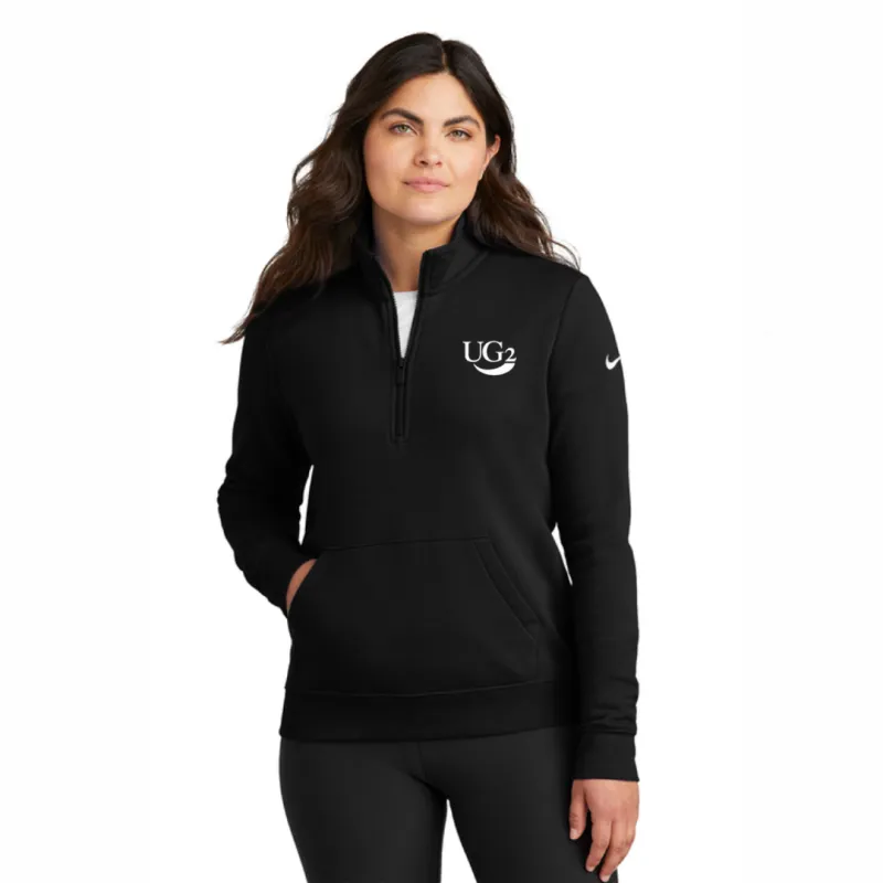 NKDX6720 Nike Women's Club Fleece Sleeve Swoosh 1/2-Zip