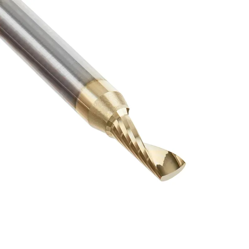 Amana Tool 51409 CNC SC Spiral O Single Flute Plastic Cutting 1/4 D x 1-1/16 CH x 1/4 SHK x 3 Inch Long Up-Cut Router Bit with 