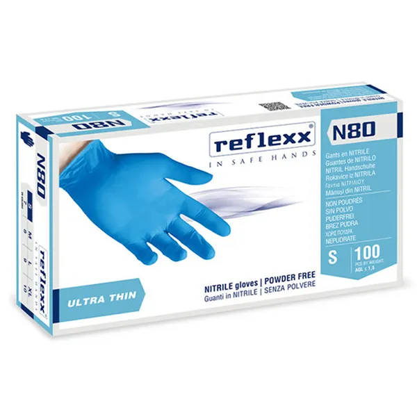[A00130309] - N80 Guanti in nitrile senza polvere [XL] ultra sottili Reflexx