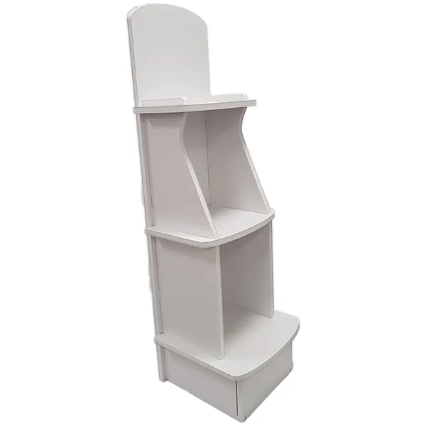 [A00110953] - WELCOME TOTEM FOREX Piantana porta dispenser/guanti/pattumiera [W40xH130xD42 cm] con 3 ripiani e pannello linee guida in forex [20 mm] GrafService