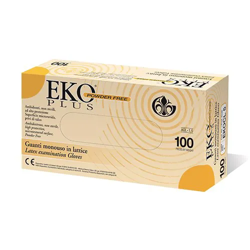 [A00130310] - EKO PLUS POWDEER FREE Guanti in lattice senza polvere [L/9] Eko Plus