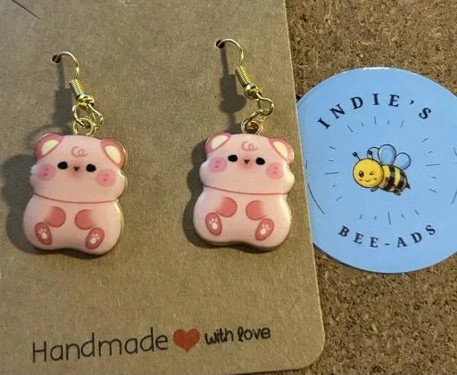 Pink Hamster Earrings 